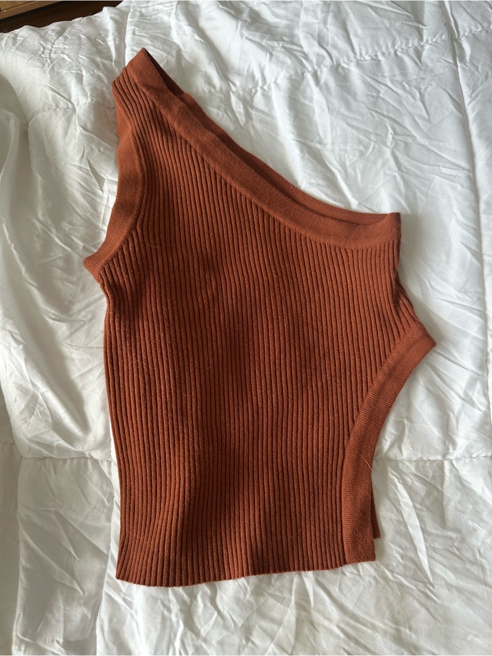Ara One-Shoulder Ribbed Camisole - Rust
